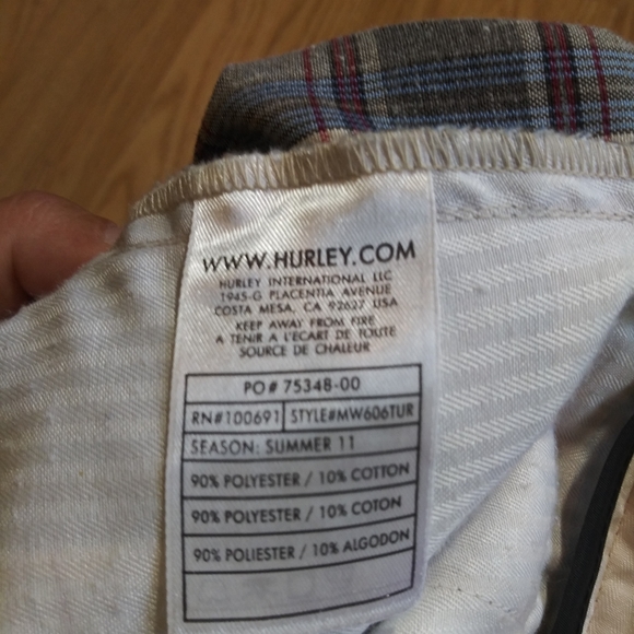 Hurley Plaid Shorts Gray & Cream EUC - Picture 5 of 6